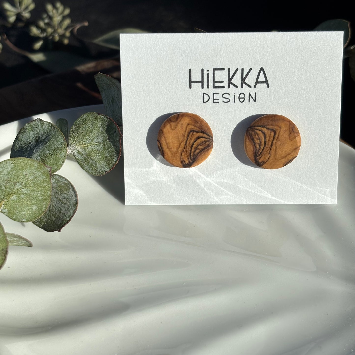 Olive Wood Stud Earrings