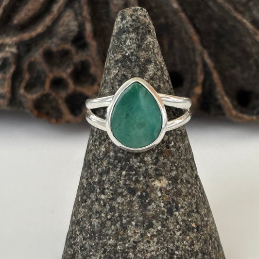 Blue Opalized Wood Ring 8