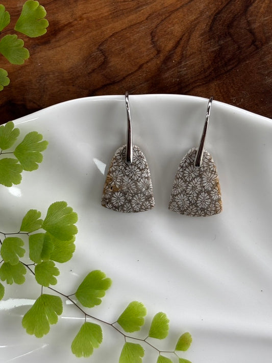 Fossilized Coral Bell Earrings