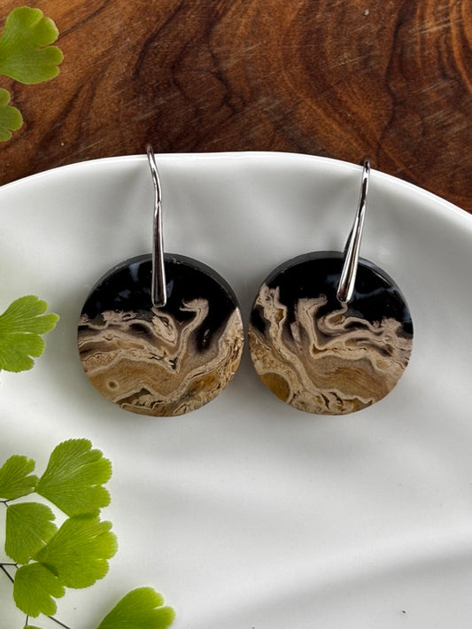Fossilized Palm Root Earrings