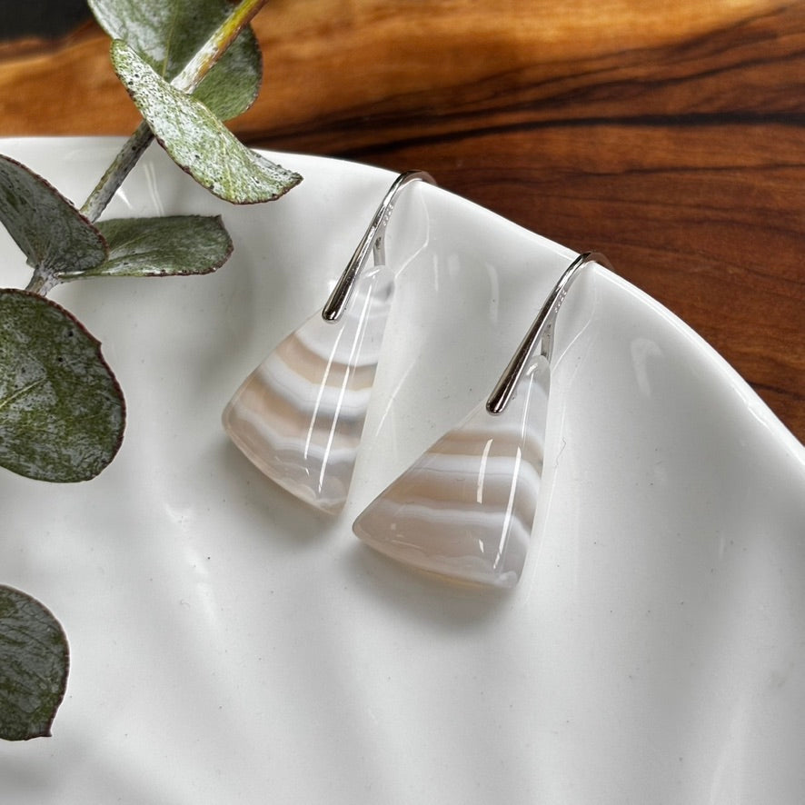 White Agate Dangle Earrings