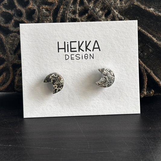 Crazy Lace Agate Moon Studs