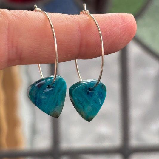 Blue Azurite Hoop Earrings