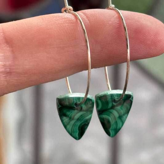 Malachite Hoop Earrings