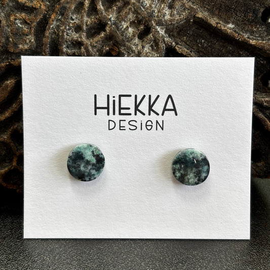 Blue Opalized Wood Round Studs