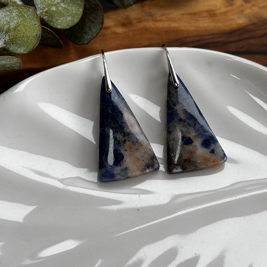 Sodalite Triangle Dangle Earrings