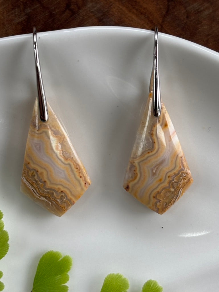 Small Crazy Lace Agate Dangle Earrings
