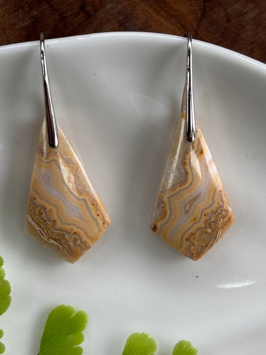 Small Crazy Lace Agate Dangle Earrings