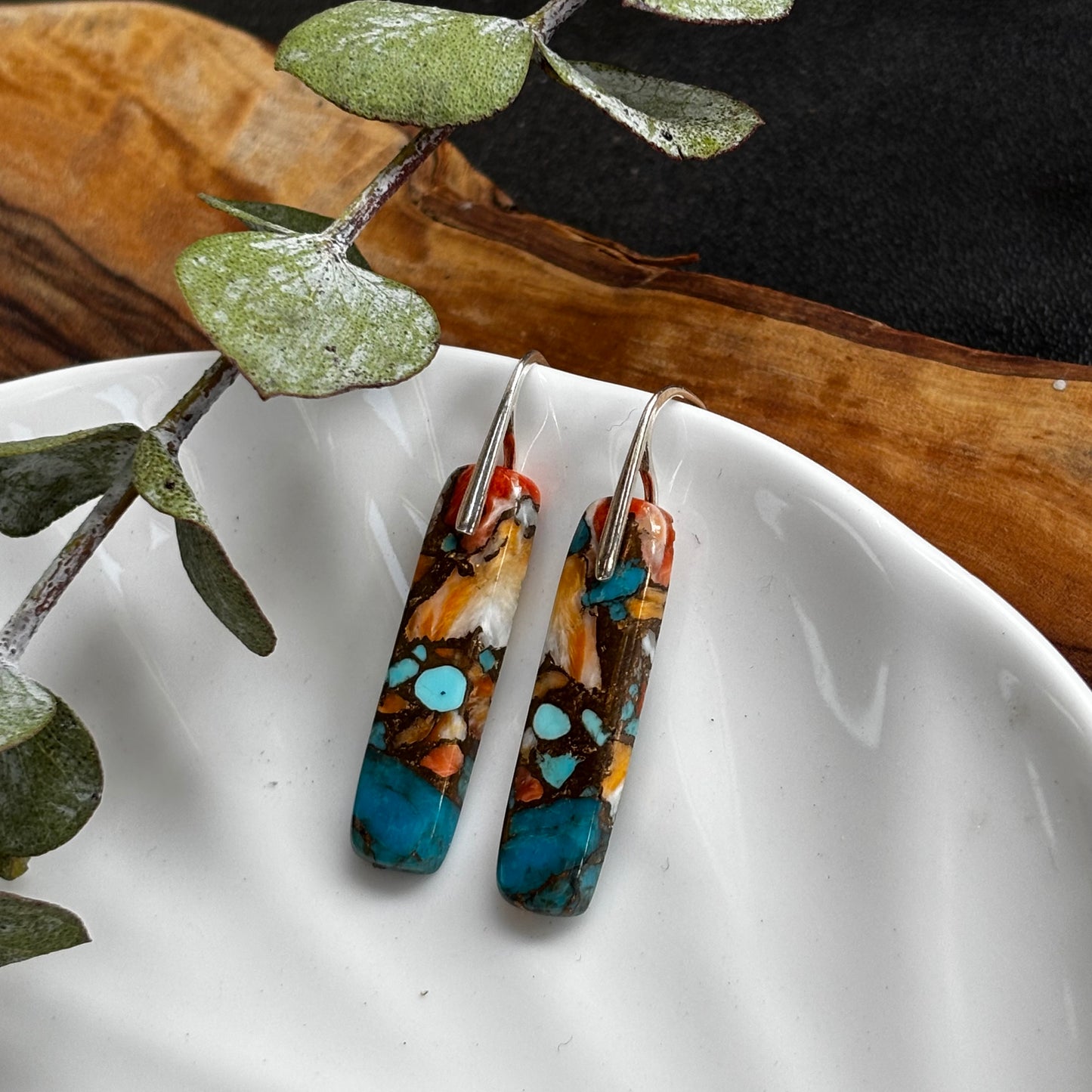 Spiny Oyster Turquoise Earrings