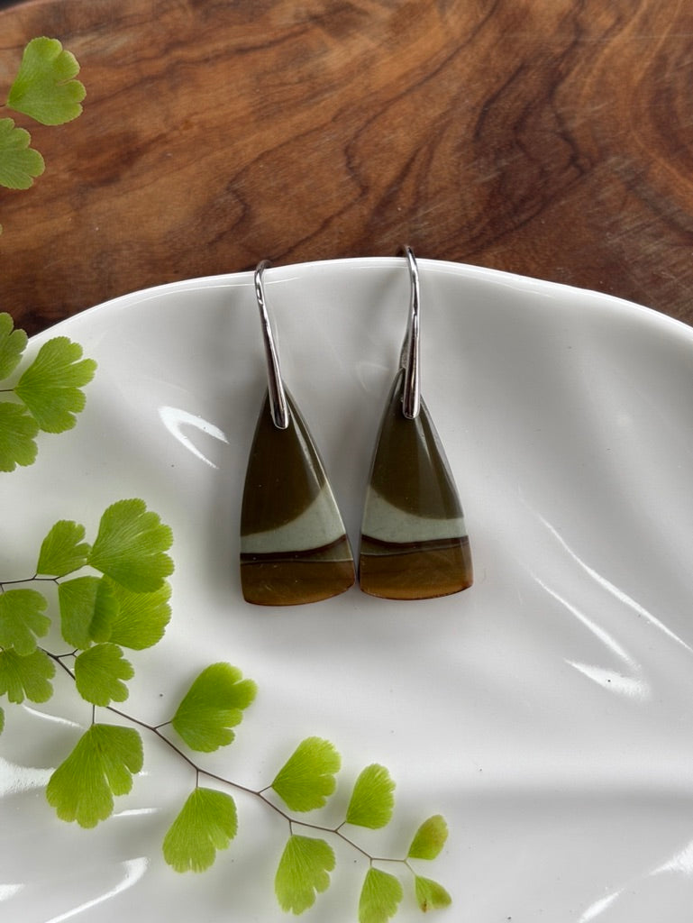 Polychrome Jasper Triangle Earrings