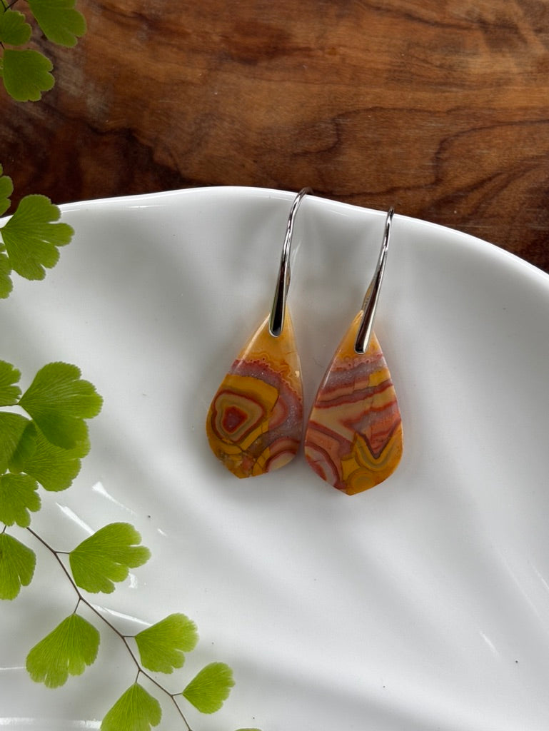 Small Crazy Lace Agate Dangle Earrings