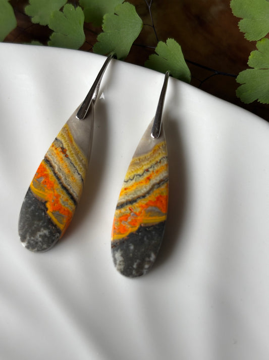 Bumble Bee Jasper Dangle Earrings