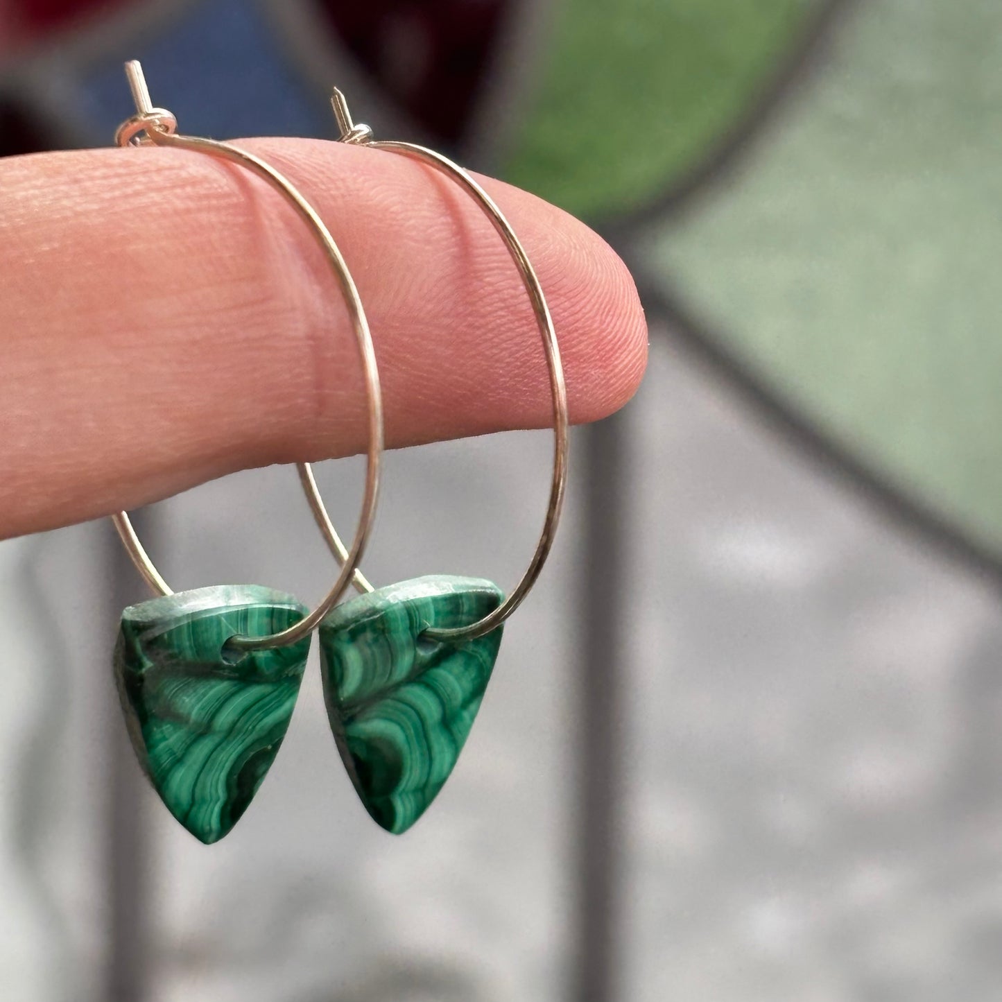 Malachite Hoop Earrings