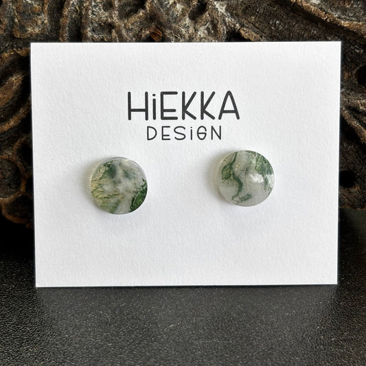 Moss Agate Round Studs