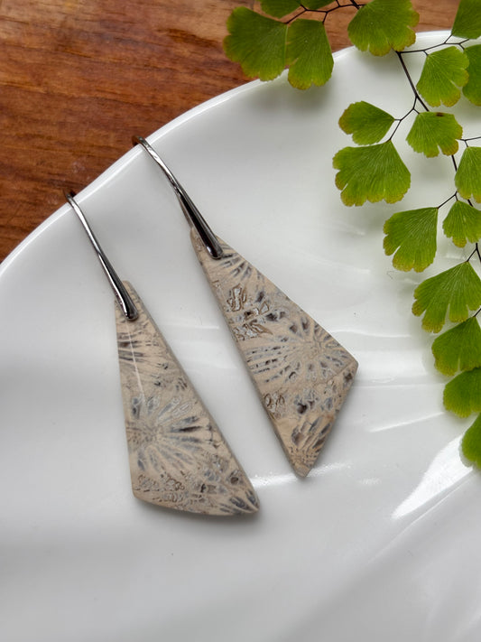 Fossilized Coral Lace Earrings