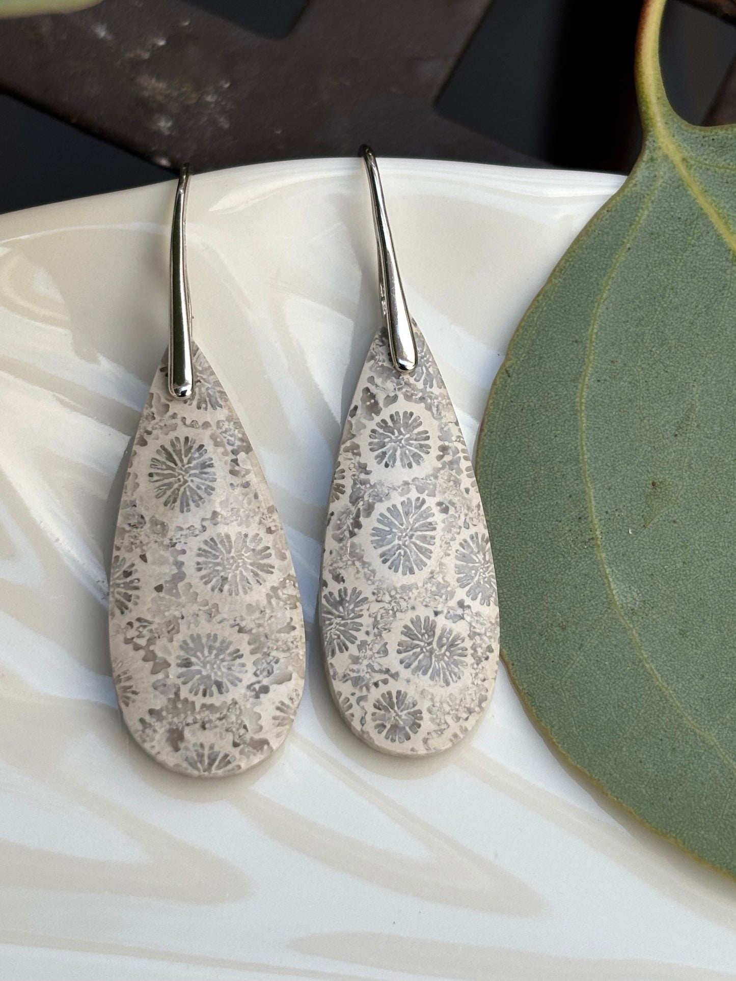 Fossilized Coral Earrings