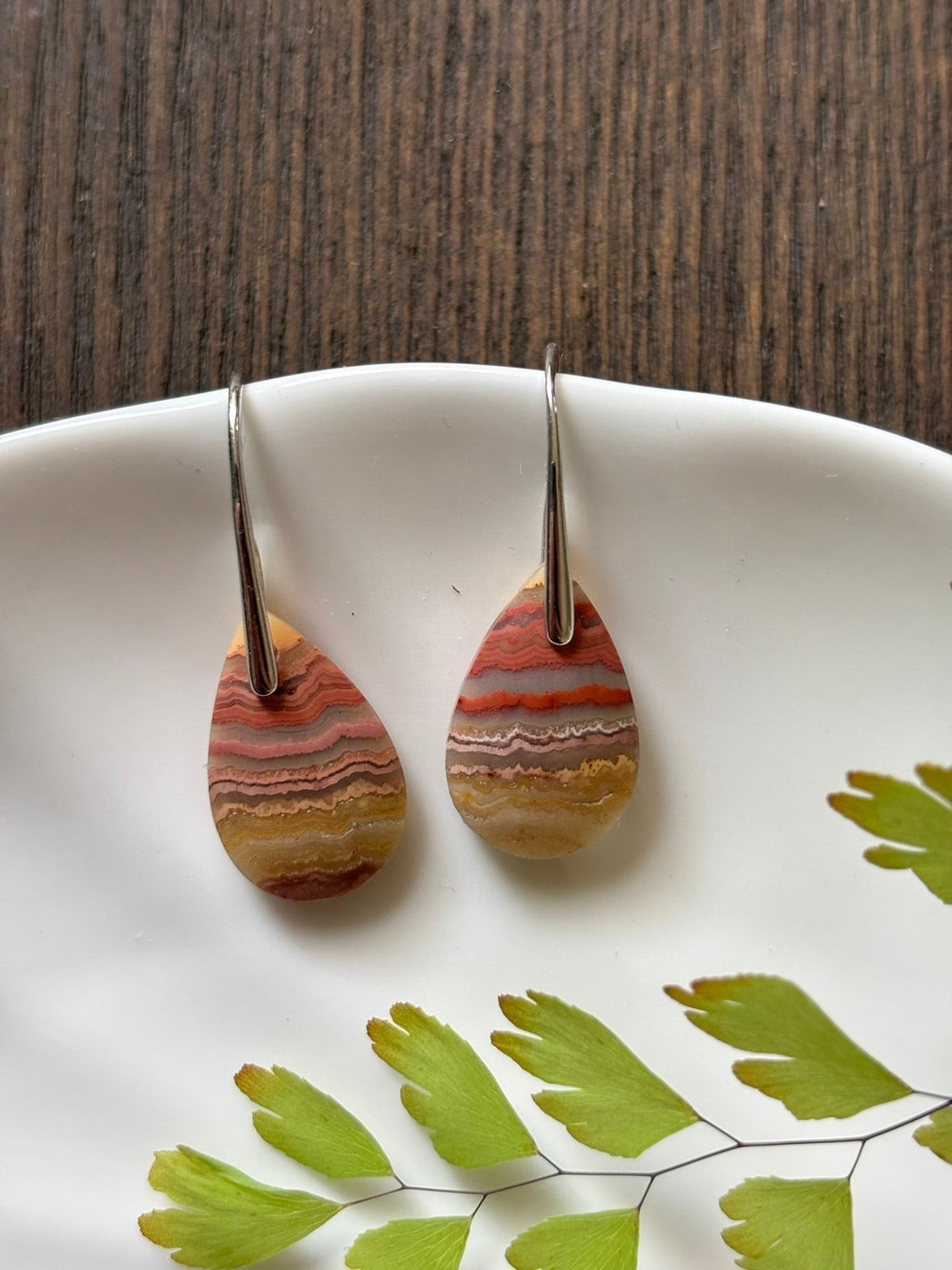 Crazy Lace Agate Rose Stripe Earrings