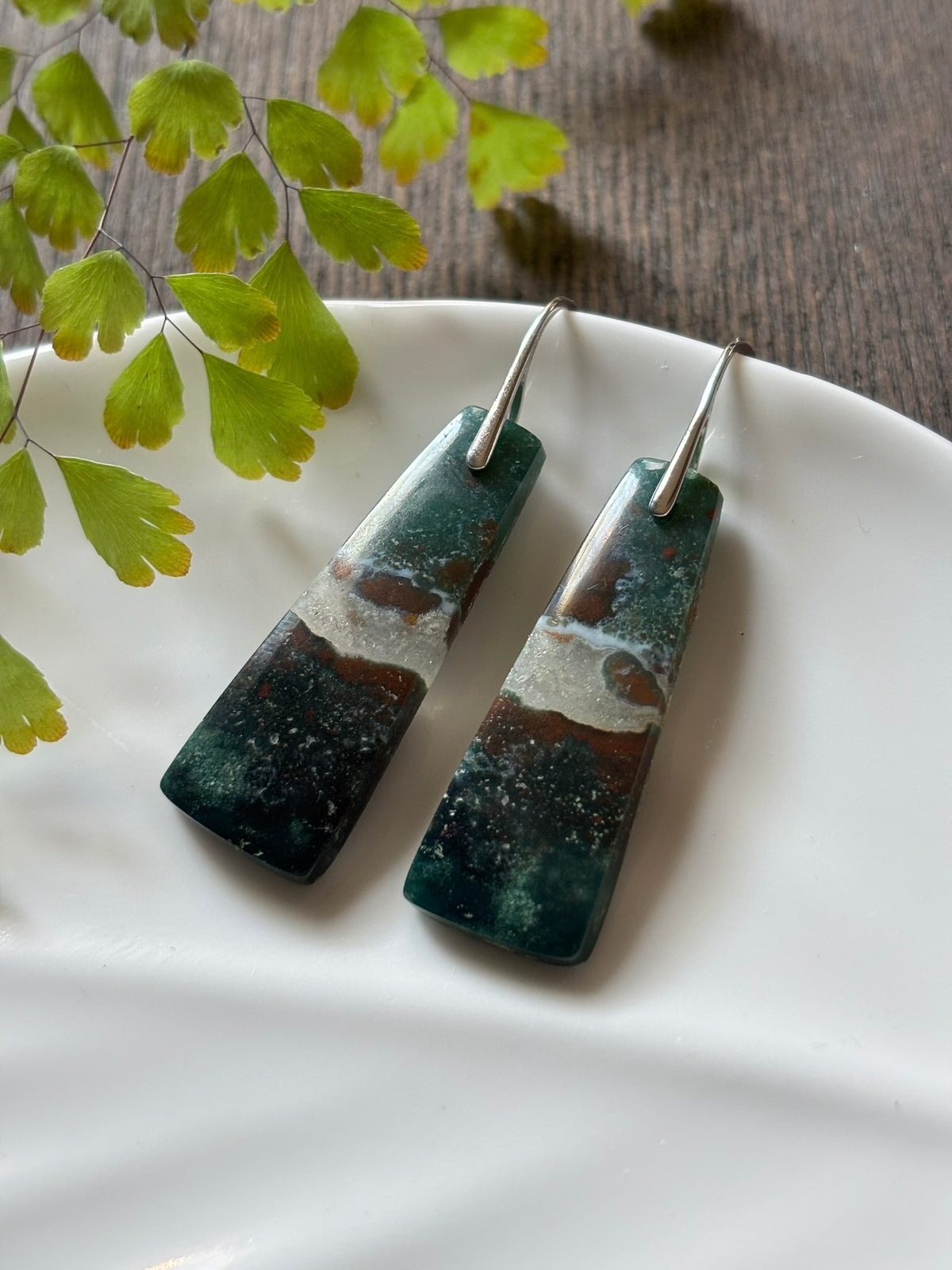 Blue Opal Wood Deep Teal Earrings alternate view 2
