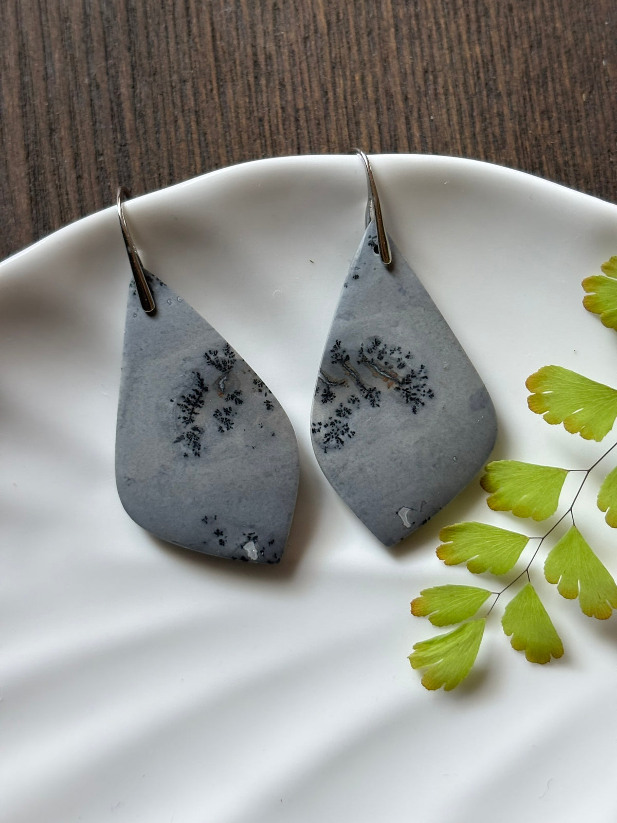 Maligano Jasper Grey Botanical Earrings