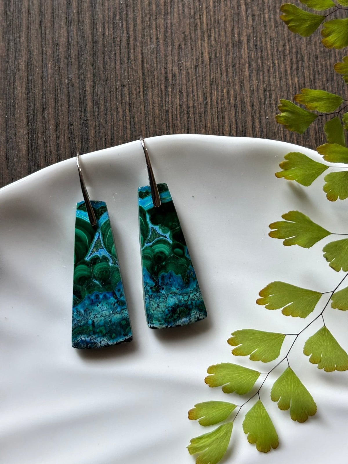 Malachite Chrysocolla Ocean Blue Earrings