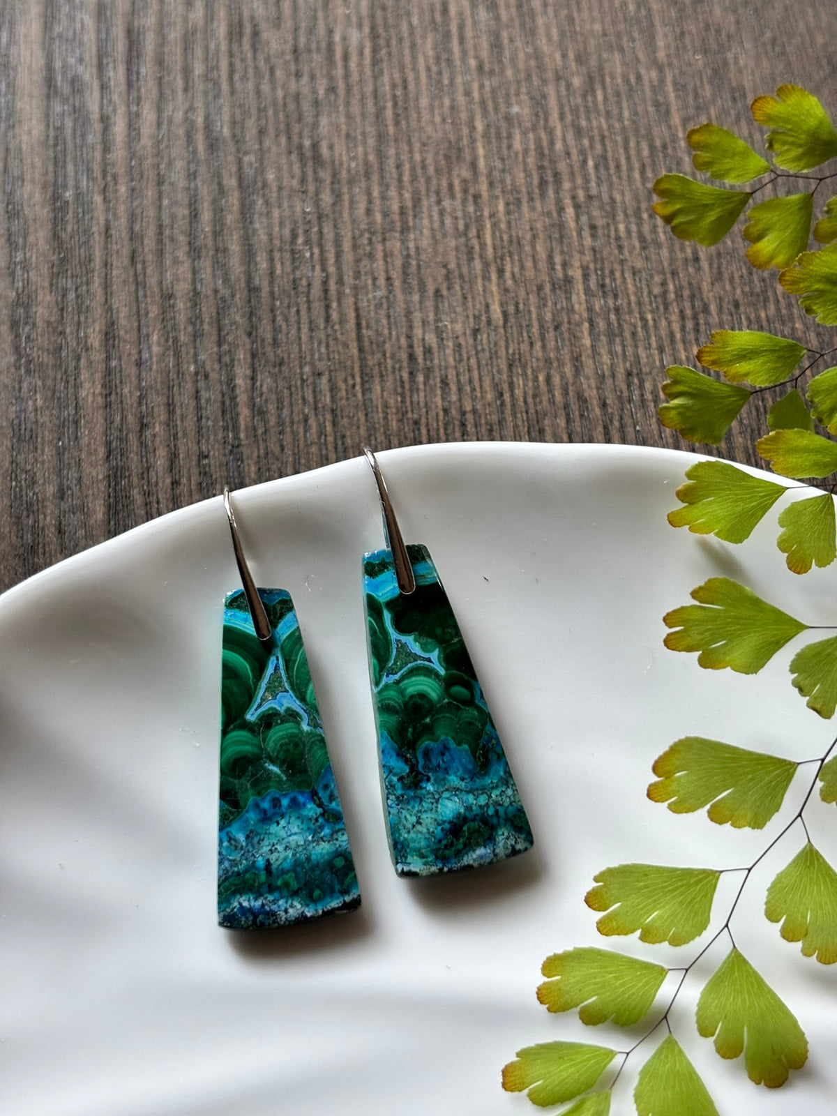 Malachite Chrysocolla Ocean Blue Earrings alternate view 2