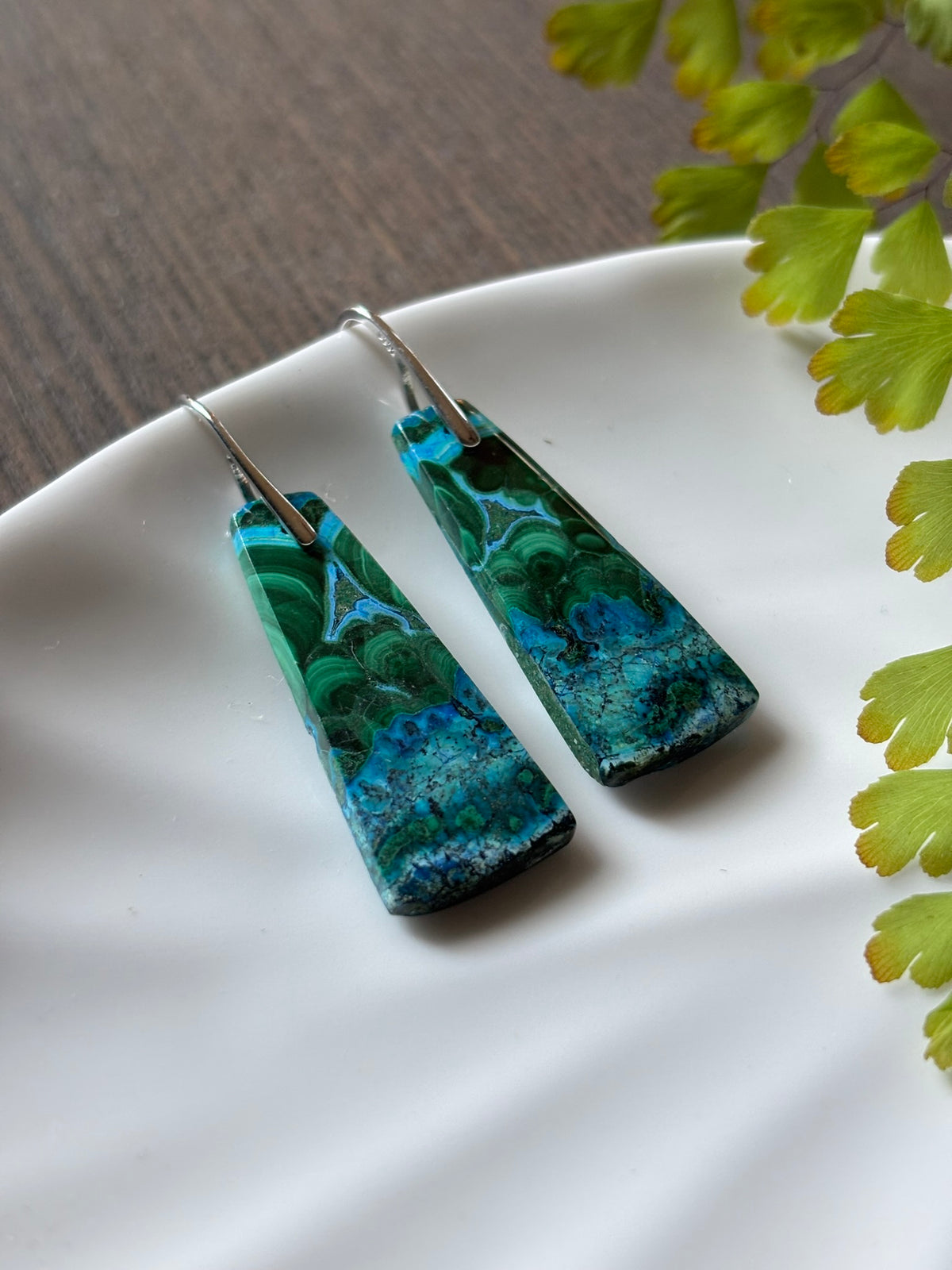 Malachite Chrysocolla Ocean Blue Earrings alternate view 3