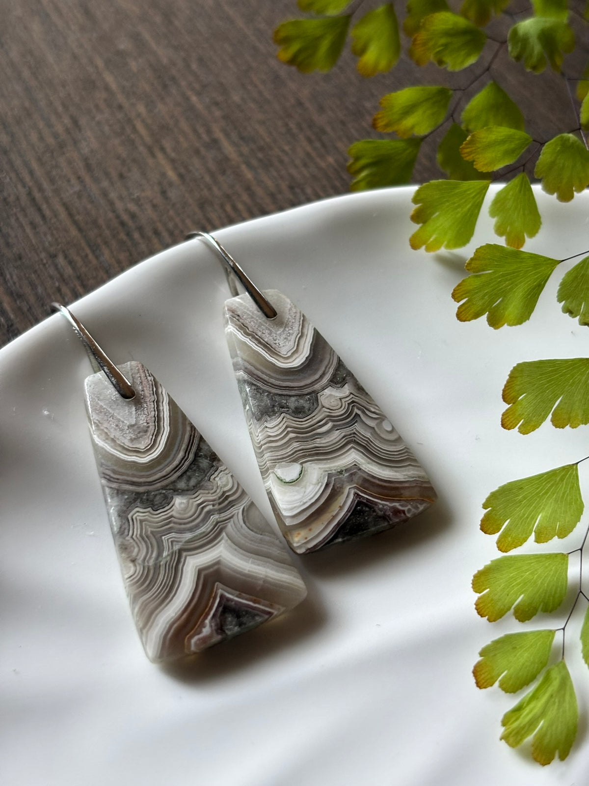 Crazy Lace Agate Grey Lace Earrings alternate view 2