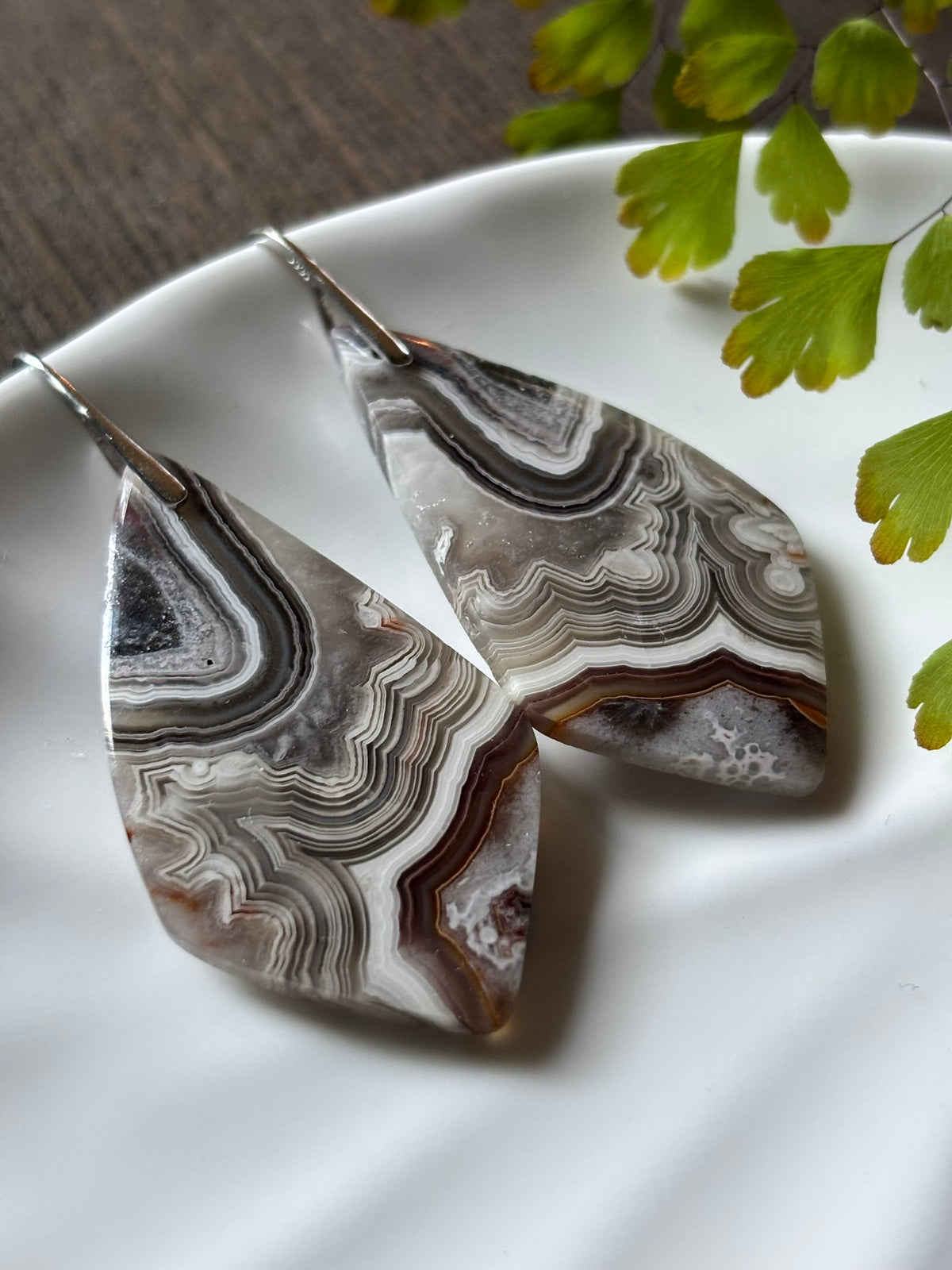 Crazy Lace Agate Grey Statement Earrings alternate view 2