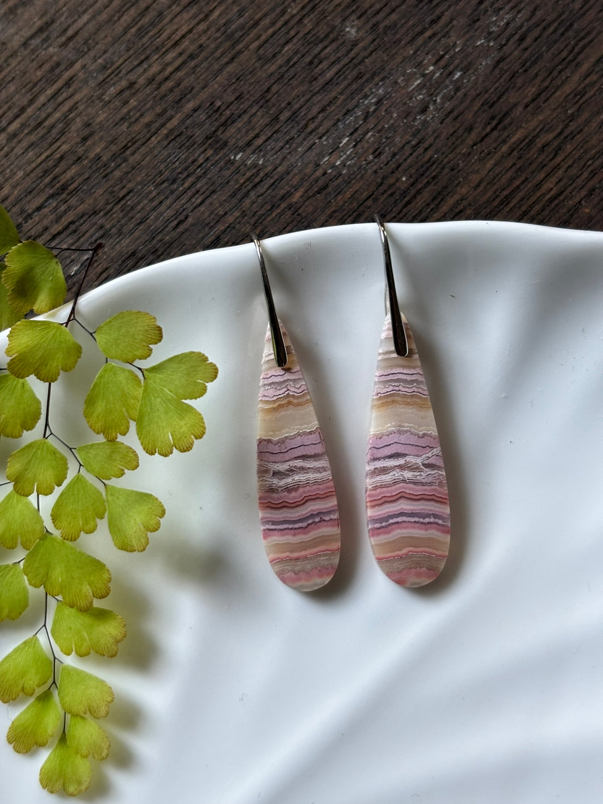 Crazy Lace Agate Rose Bands Earrings