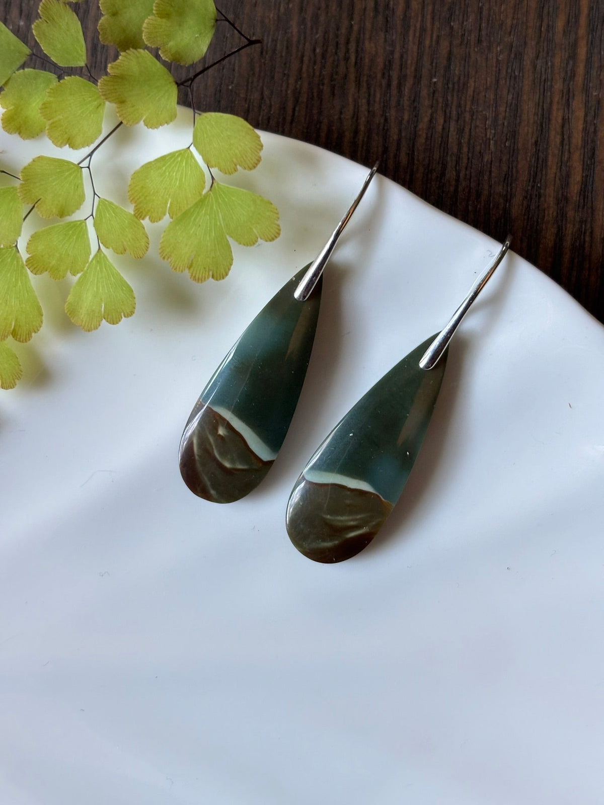 Polychrome Jasper Forest Green Earrings