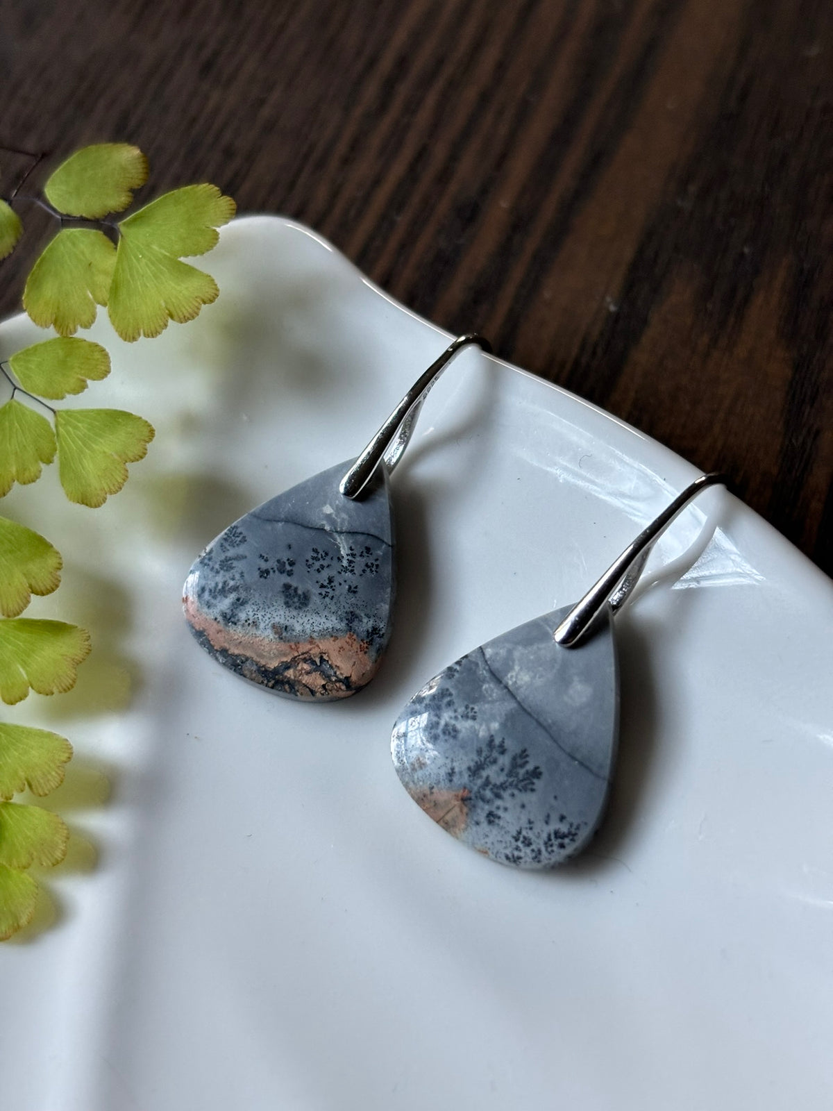 Maligano Jasper Smoky Grey Earrings alternate view 2