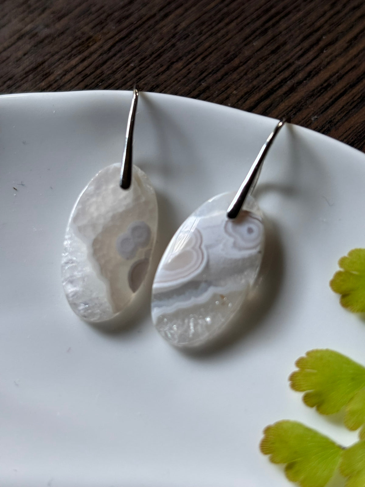 Crazy Lace Agate Ivory Cloud Earrings