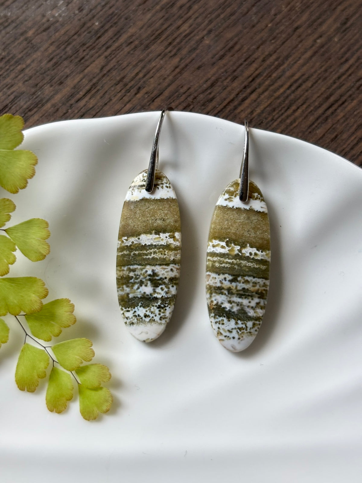 Ocean Jasper Cream Landscape Earrings