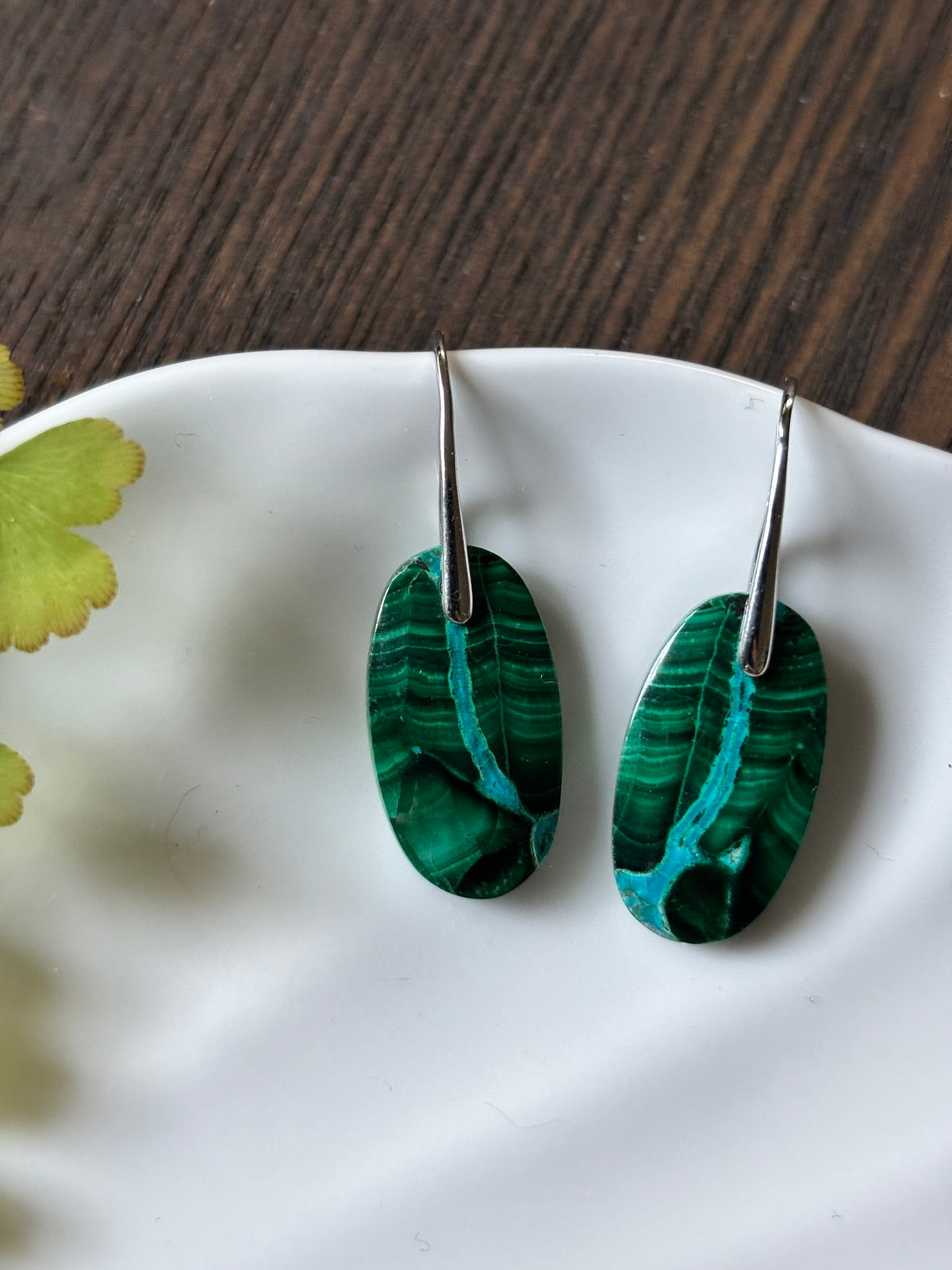 Malachite Chrysocolla Emerald Pattern Earrings