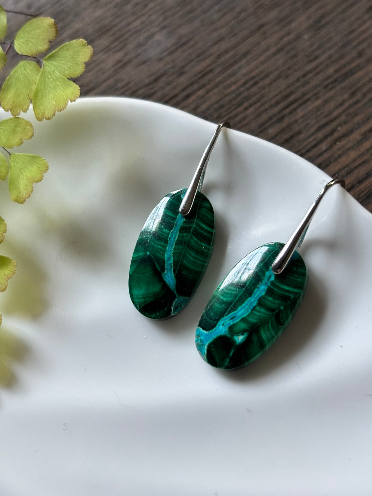 Malachite Chrysocolla Emerald Pattern Earrings alternate view 2
