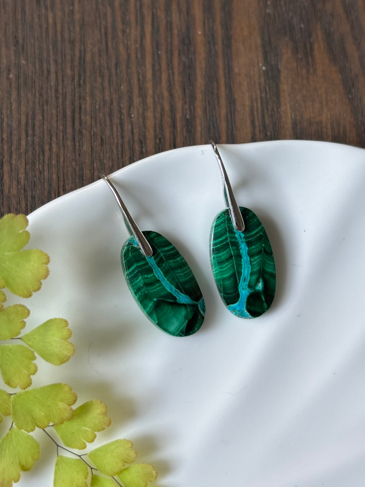 Malachite Chrysocolla Emerald Pattern Earrings alternate view 3