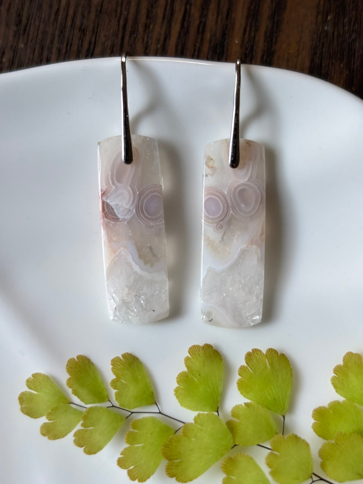 Crazy Lace Agate Soft Ivory Earrings