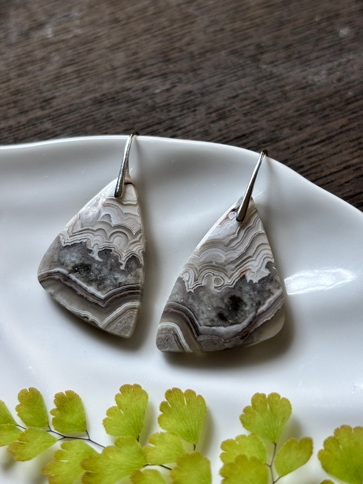 Crazy Lace Agate Grey Petite Earrings alternate view 2