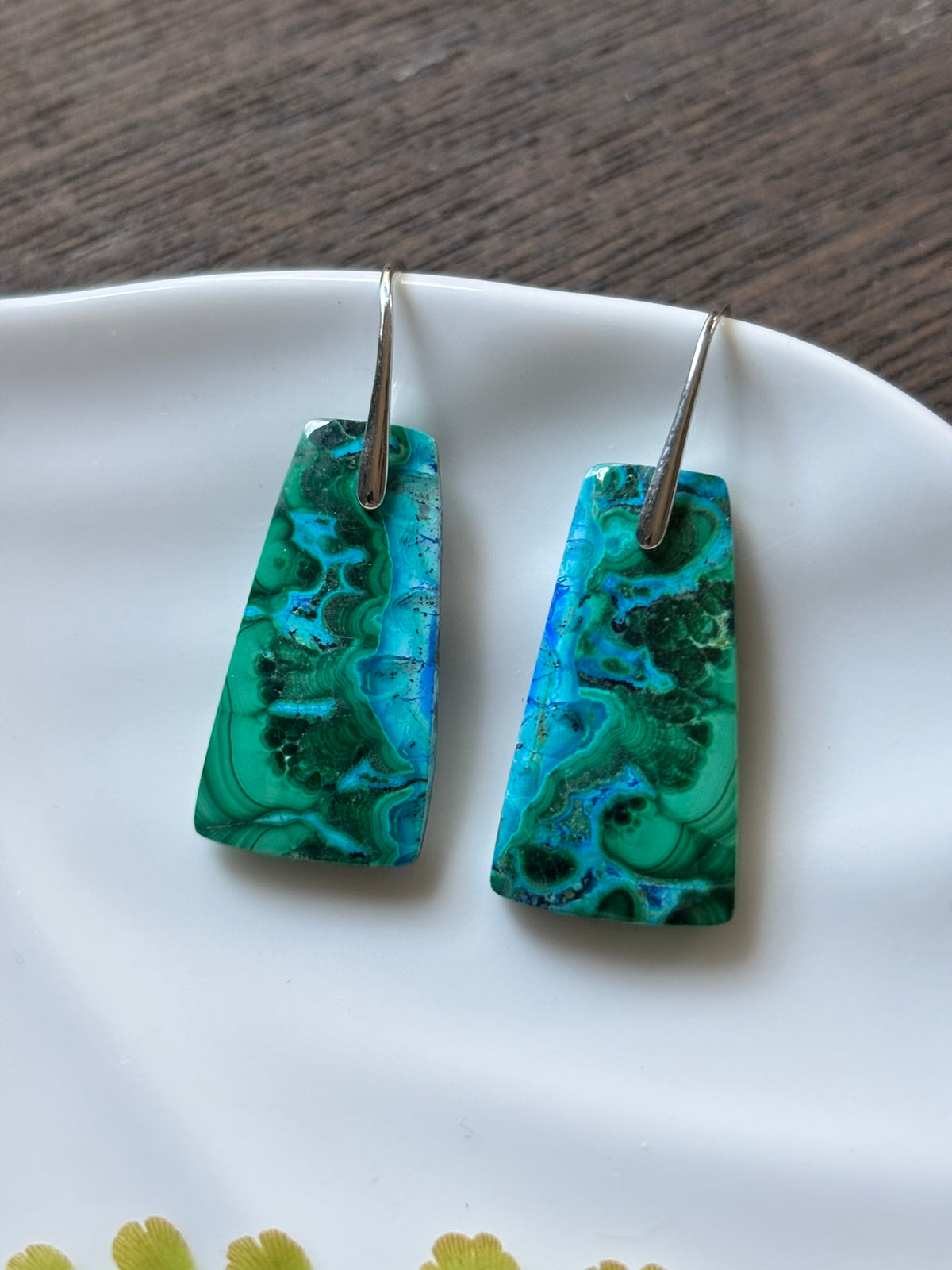 Malachite Chrysocolla Turquoise Mosaic Earrings