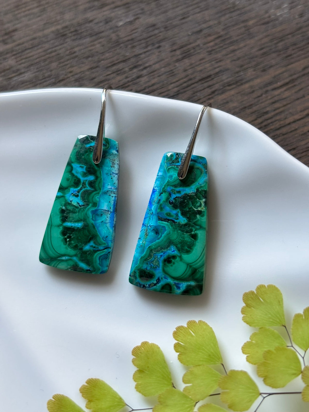 Malachite Chrysocolla Turquoise Mosaic Earrings alternate view 2