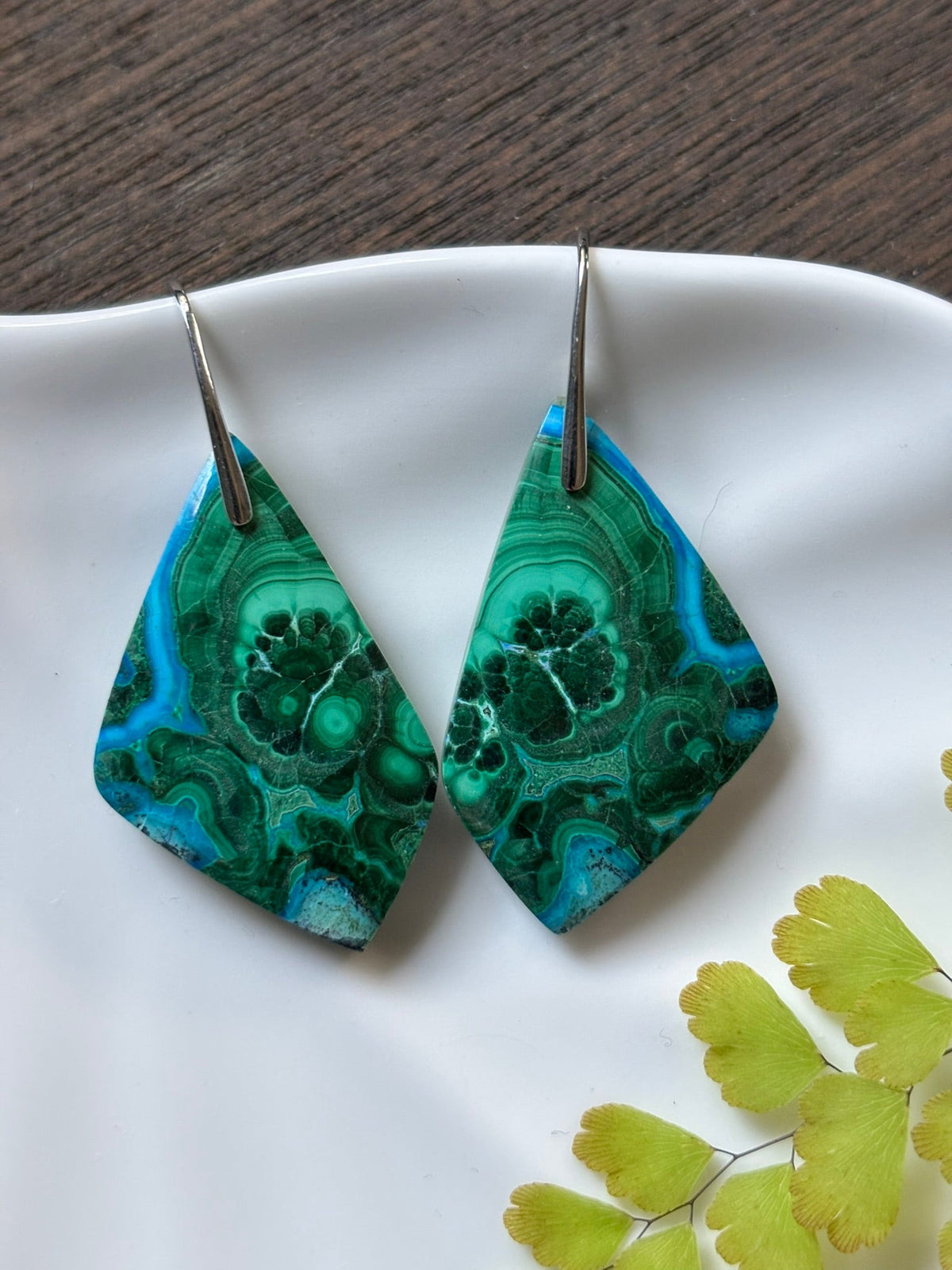Malachite Chrysocolla Emerald Mosaic Earrings