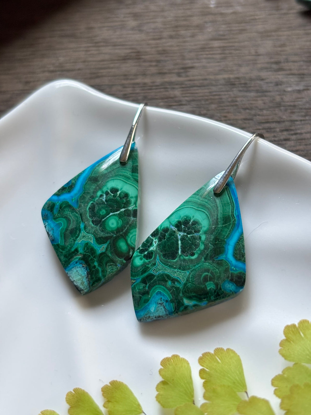 Malachite Chrysocolla Emerald Mosaic Earrings alternate view 2
