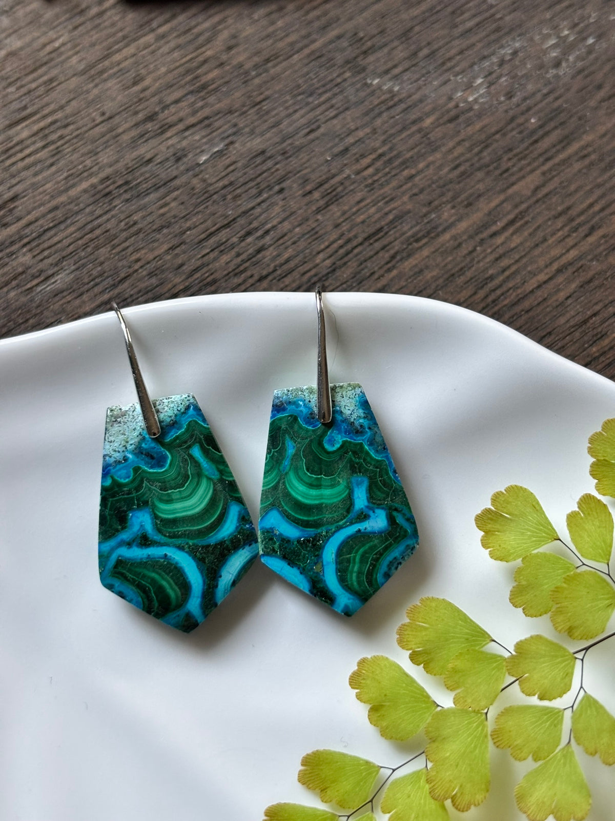 Malachite Chrysocolla Ocean Swirl Earrings