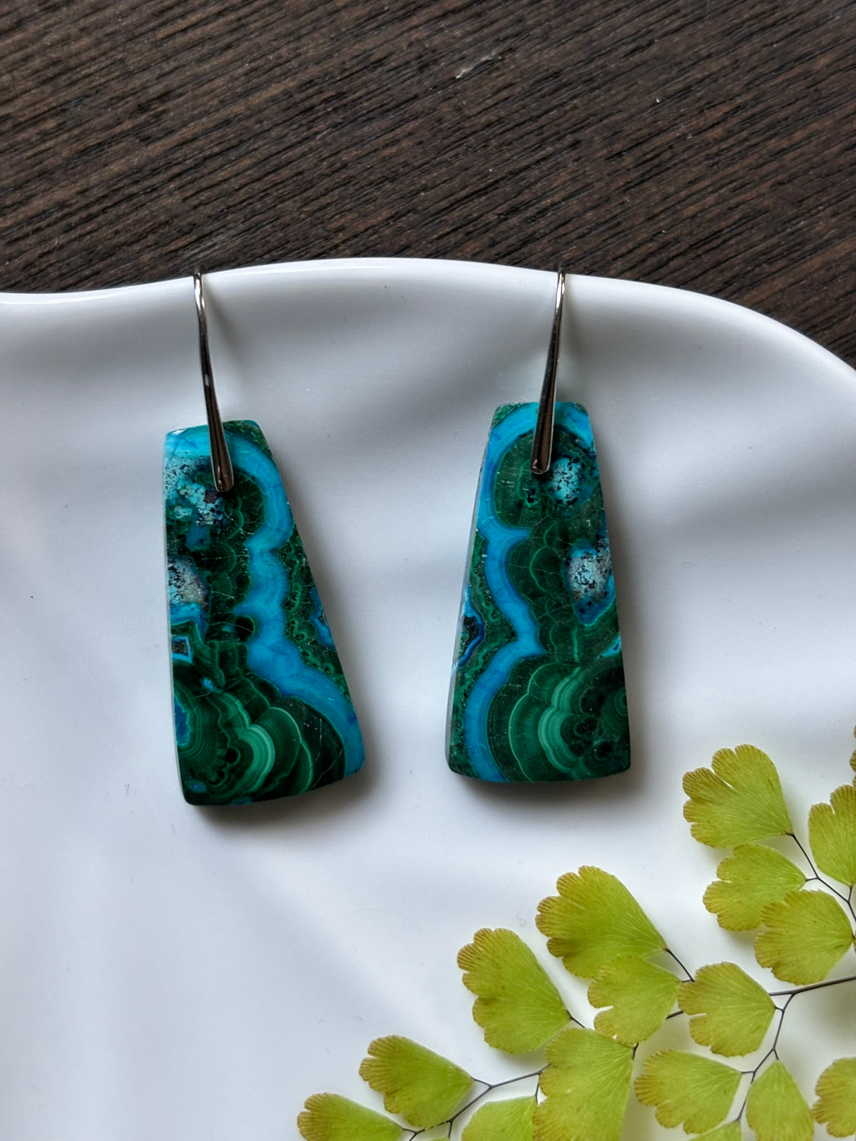 Malachite Chrysocolla Deep Teal Earrings