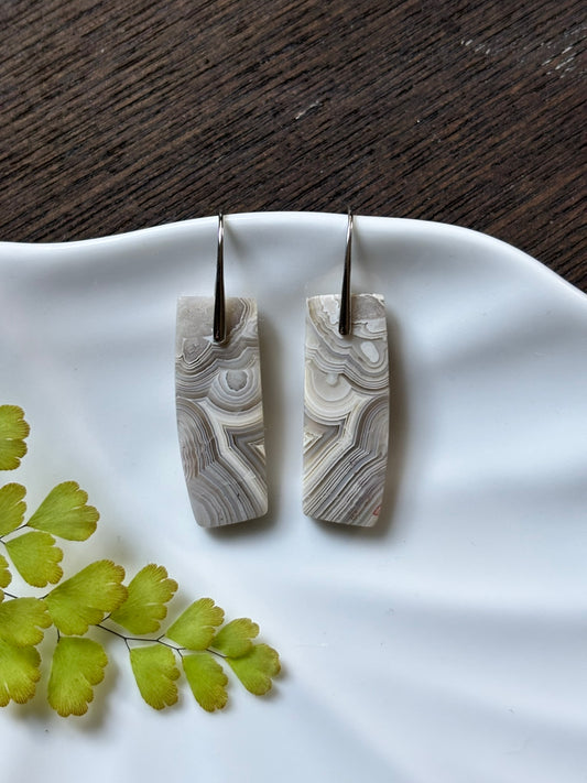 Crazy Lace Agate Silver Lace Earrings