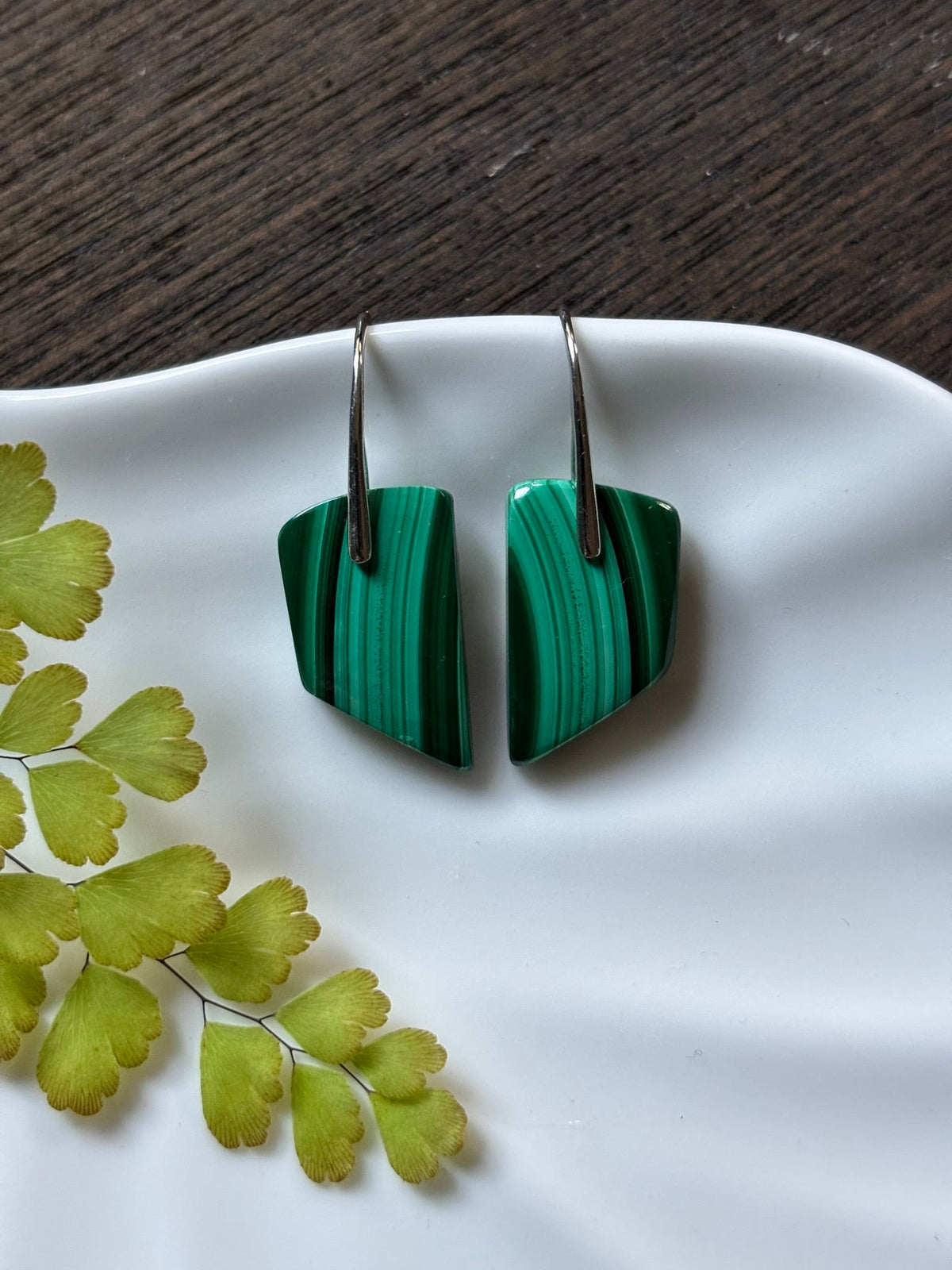 Malachite Emerald Stripe Earrings