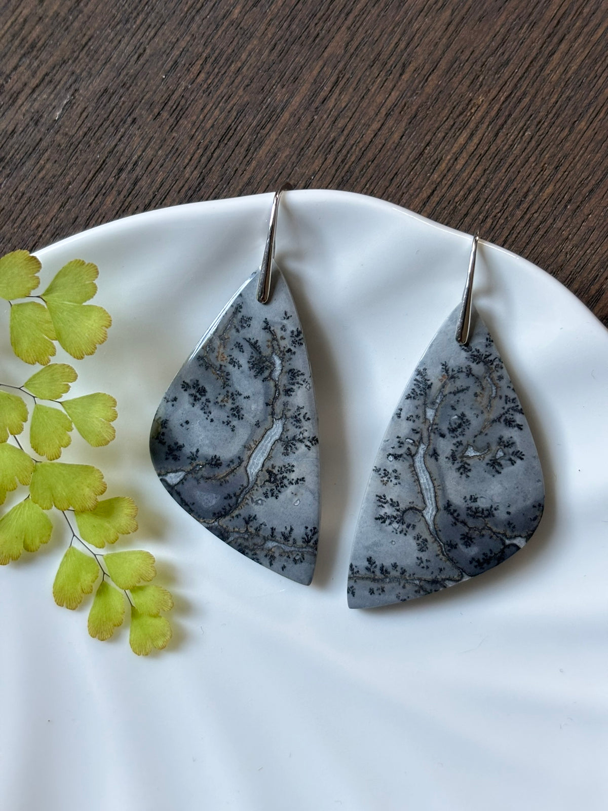 Maligano Jasper Grey Statement Earrings