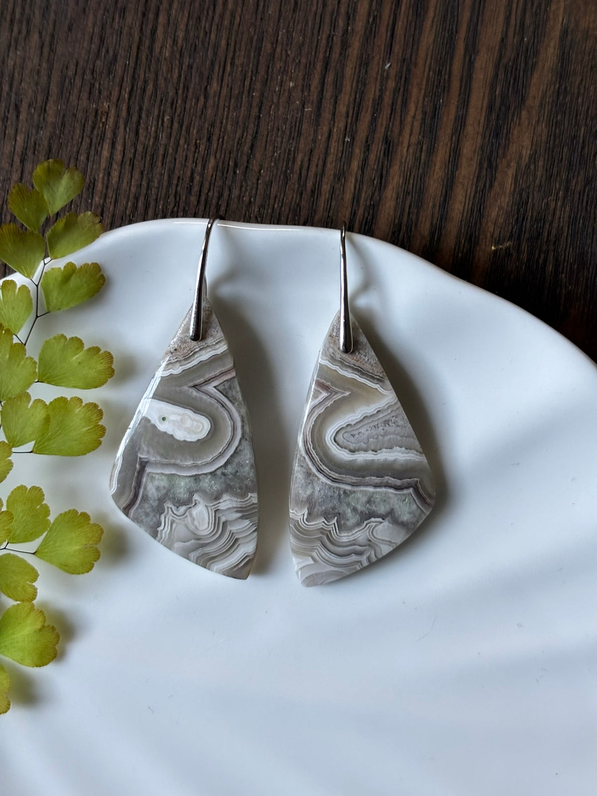 Crazy Lace Agate Ivory Lace Earrings