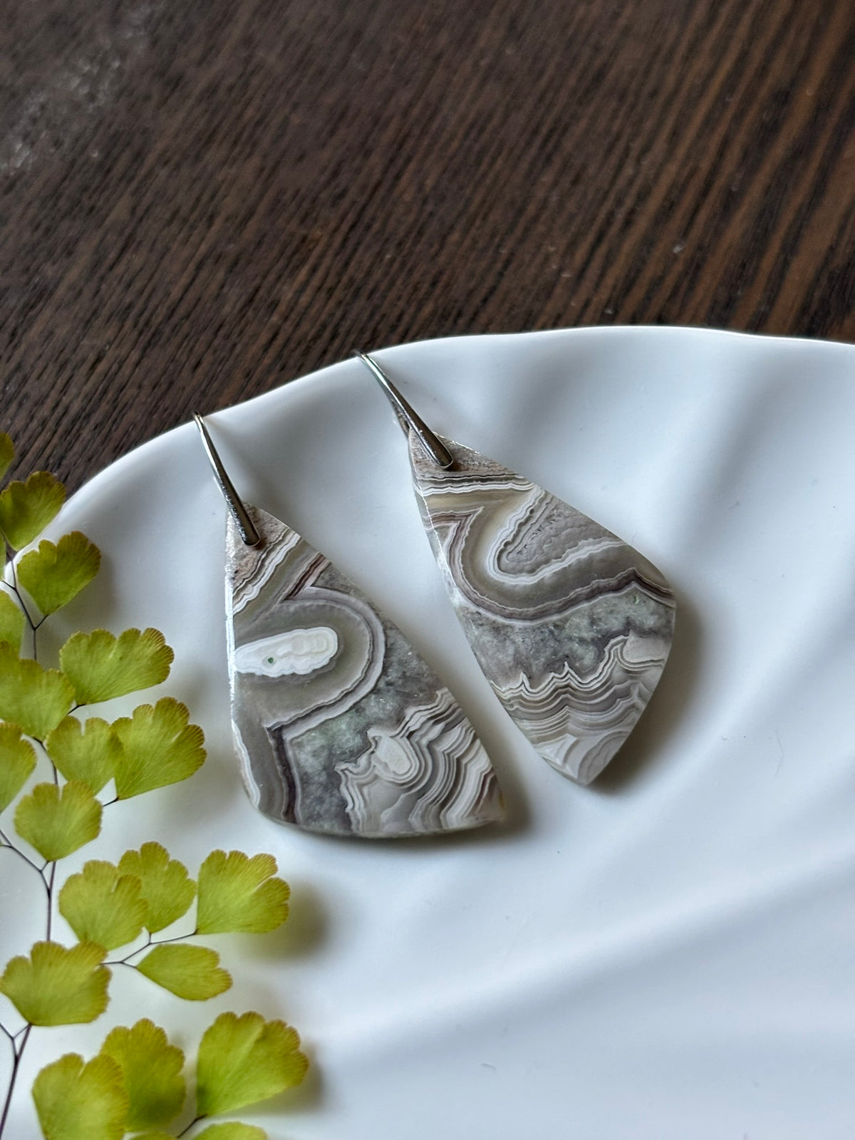 Crazy Lace Agate Ivory Lace Earrings alternate view 2