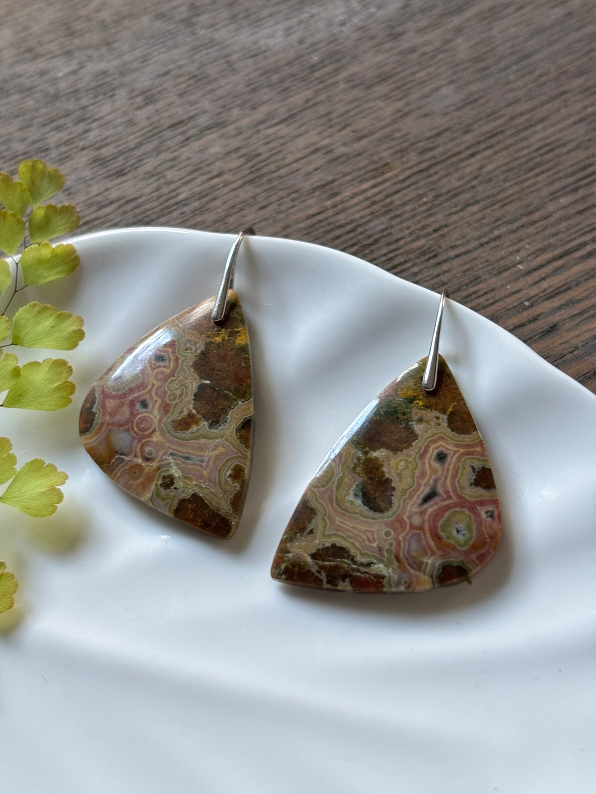 Crazy Lace Agate Earth Mosaic Earrings alternate view 2